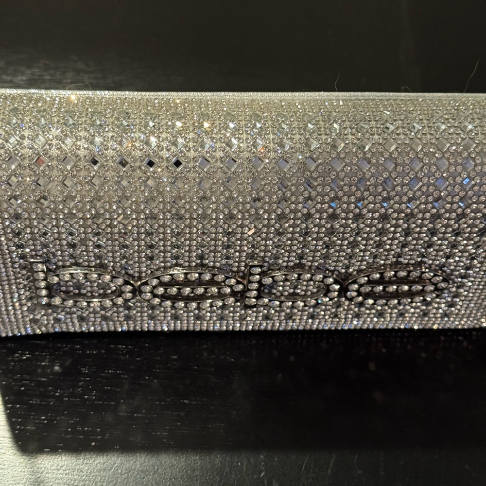 💎Bebe 💎 Sparkling Silver Crystal Clutch with detachable Chain Shoulder Strap - Picture 6 of 9
